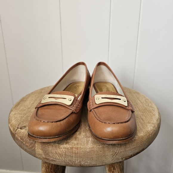 Michael Kors Tierlyn Luggage Tan Leather Loafers - Picture 2 of 10